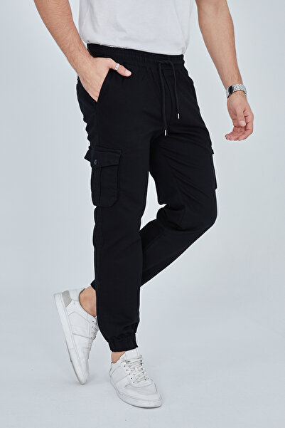 allymoda Чоловічі штани з еластичною талією та манжетами з льону ALLY-278