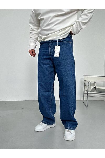 Gambocci Men's Navy Blue Baggy Skater Comfortable Fit Jeans