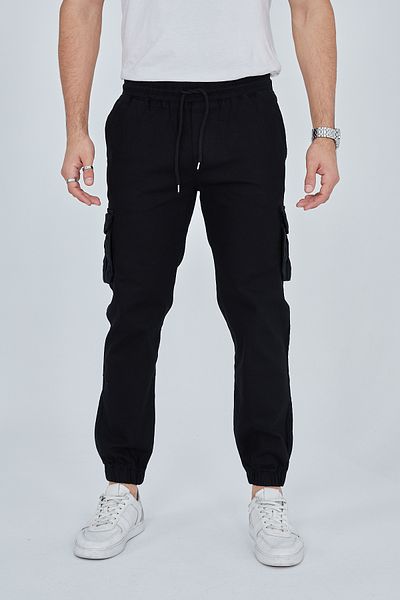 allymoda Men's Cargo Trousers Elastic Leg Linen ALLY-278