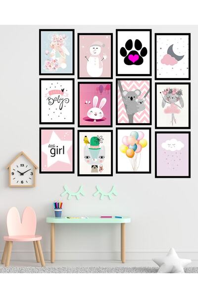 kutuTR Dekorize Mdf Tablo Seti 12 Parça 3 Mm - Çocuk Salon Oturma Yatak Odası...