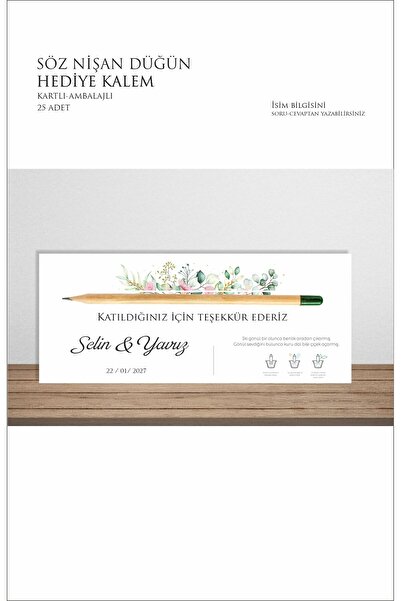 43 cici süsler organizasyon Yeşeren Tohumlu Kalem Söz Nişan Nikah Hediye 25 Adet Kartlı Ambalajlı