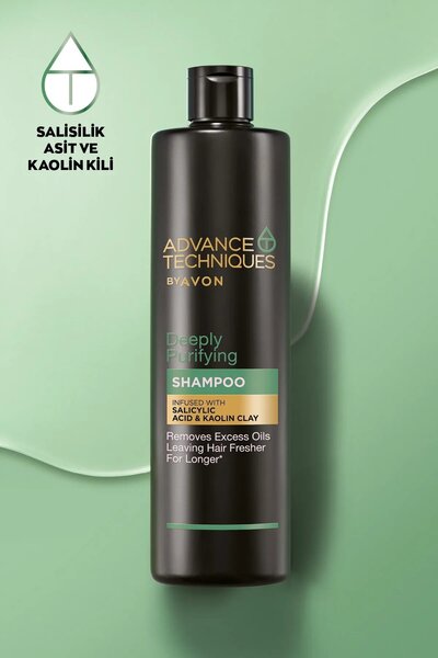 AVON Advance Techniques Yağlı Saçlar için Şampuan Saç Kremi ve Scrub Paketi