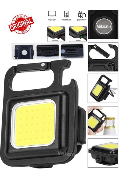 VOLEMİ Mini Led Anahtarlık El Feneri Flash Mıknatıslı Su Geçirmez Şişe Açacaklı