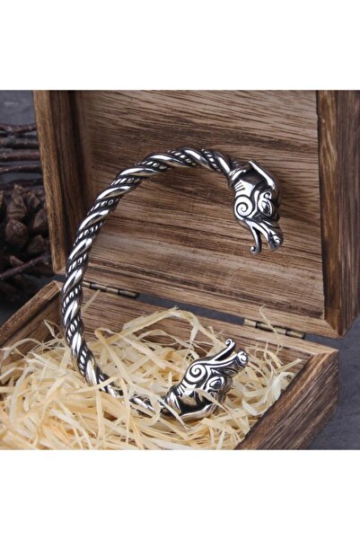 northstarshop Viking Ejderha Iskandinav Nordik Dragon Ayarlanabilir Kelepçe A...