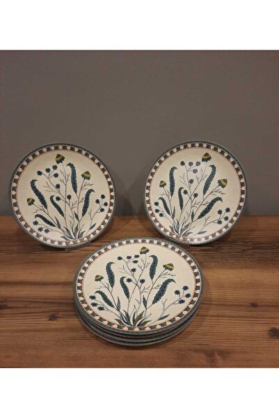 Keramika KERAMİKA 26 CM SERVİS TABAĞI 6 ADET YEŞİL ÇİÇEKLİ