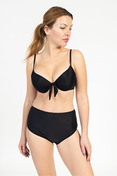 Pemilo Set bikini 718 cu talie înaltă pentru femei NEGRU