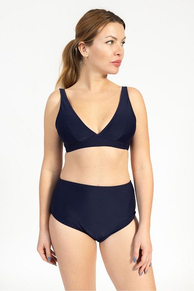 Pemilo Women's Minimiser High Waist Bikini Set DARK BLUE