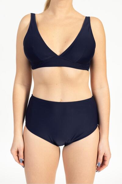 Pemilo Women's Minimiser High Waist Bikini Set DARK BLUE