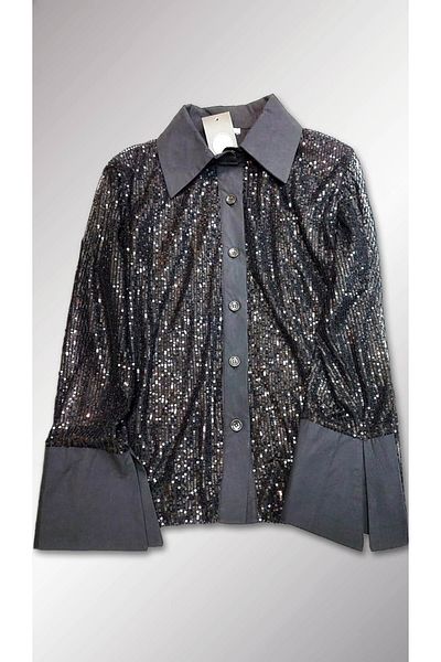 Nox By Sibel Şentürk Sequined Cuff Sleeve Shirt