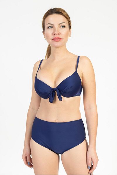 Pemilo High Waist Covered Women's Bikini Set - 718 Saks Blue