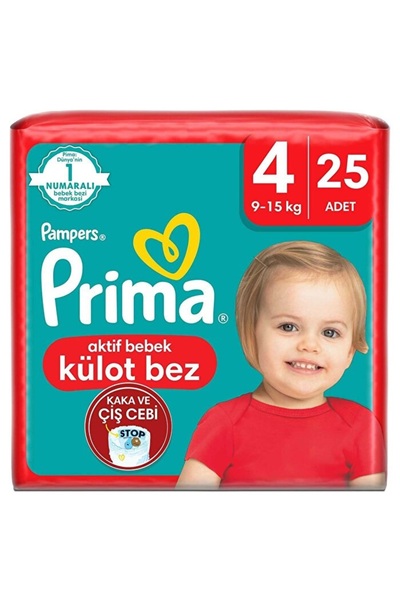 Prima Aktif Bebek Külot Bez 4 Beden 9-15 Kg 25 Adet