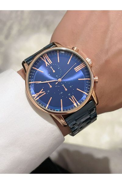 Bimodabu Stylish Steel Cord Men's Wrist Watch with Roman Numerals