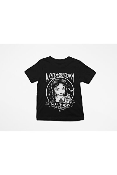 MAGORS Bisiklet Yaka Wednesday Baskılı Unisex Kısa Kollu Çocuk Tshirt