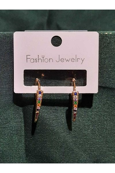 Zehure Colorful Zircon Stone Tiny Circle Waterway 316L Stainless Steel Anti Allergic Earrings