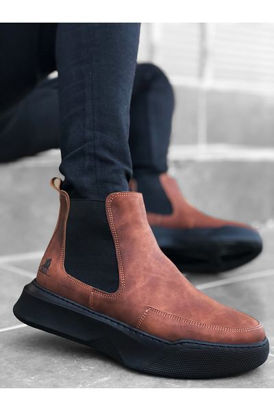 BOA Ba0150 Laceless Strapped Men's High Sole Tan Sports Boots