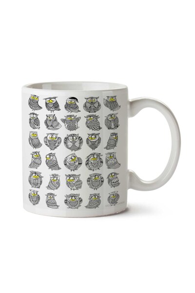 ART HEDİYE كوب مطبوع على الجانبين من Sleepy Owls Sleepy Owls