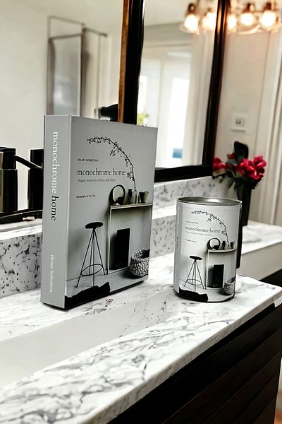 Saccura Decor Monochrome Decorative Book Box & Cylinder Box Set