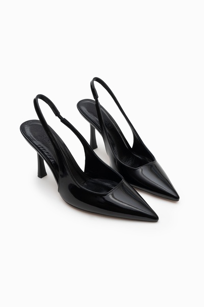 NİŞANTAŞI SHOES Sherly Black Patent Leather Ankle Strap Women's Heeled Shoes