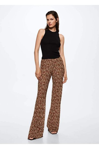 MANGO Woman Brązowe spodnie damskie 37083844