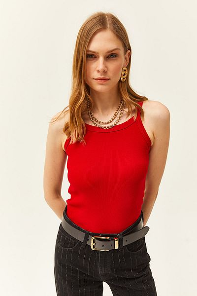 Olalook Női piros pántos camisole body BDY-00000015