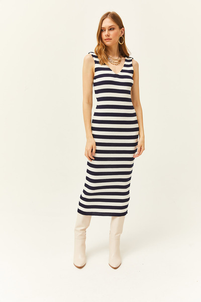 Olalook Жіночий темно-синій верхній светр светр нижня сукня трикотажний комплект TKM19000237