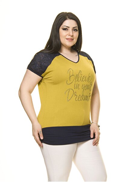 Moday Women's Plus Size Navy Blue Green Blouse A5-3013