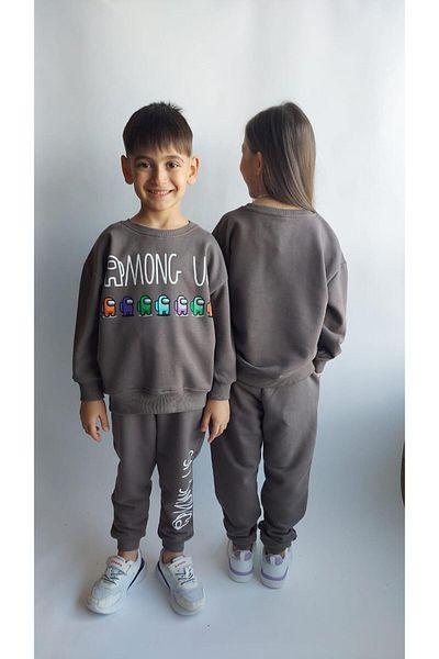 QUB CLUB Unisex Kids Gray Tracksuit Set