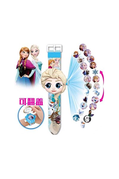 IRMAK HÜDÜR OYUNCAK Frozen Elsa 3D Projeksiyonlu Saat 24 Farklı Karakteri Duvara Yansıtır