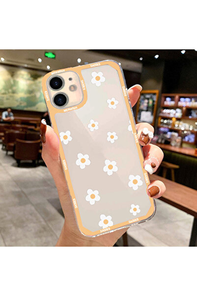 Merwish Apple Iphone 11 Uyumlu Kenar Ve Kamera Korumalı Papatyalar Desenli Ba...