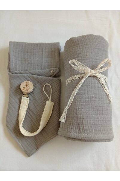 Wenaris طقم بطانية موسلين 4 طبقات، مقبض مصاصة، مريلة مثلثة ومنديل