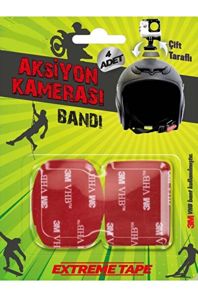 BANT EVİ Aksiyon Kamerası Yapıştırma Bandı 3m 4 Adet Kask Aksiyon Kamerası Mo...