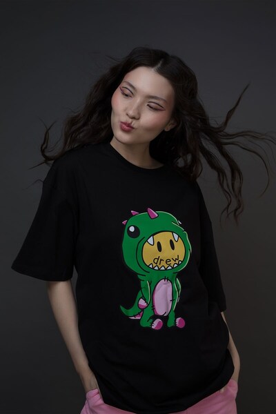 FECCY Tricou oversize unisex Drew Monster negru