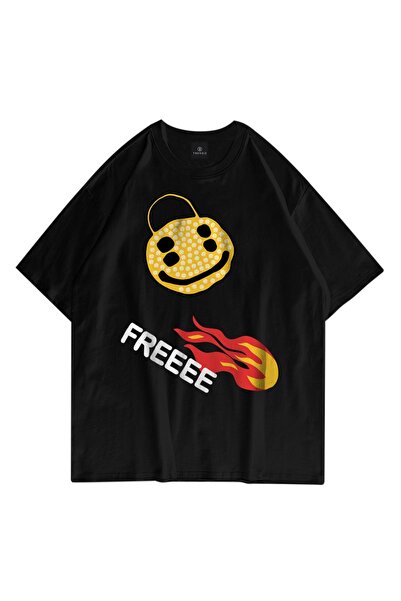 FECCY Υπερμεγέθες Ουνισέξ Μπλουζάκι  "Freee The Birds And The Bees " Μαύρο