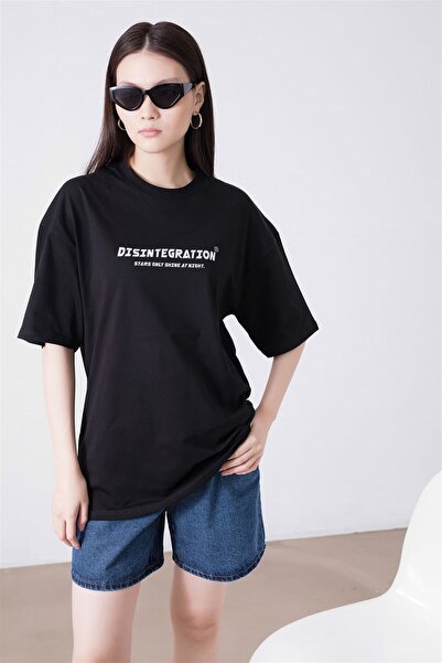 FECCY Tricou oversize unisex Disintegration negru