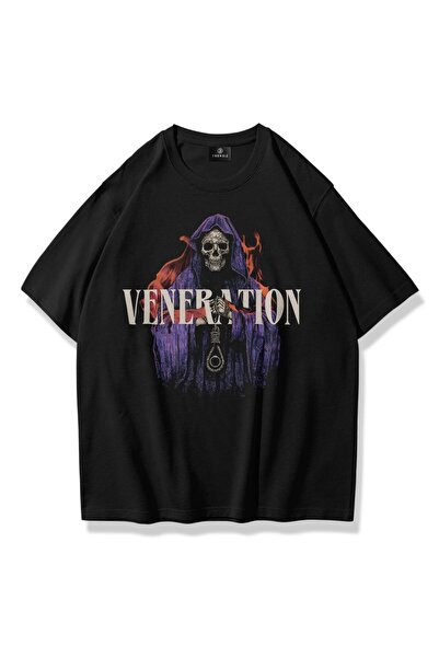 FECCY Tricou Oversize Unisex Veneration Negru