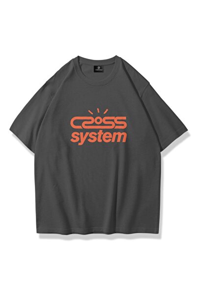 FECCY Tricou Oversize Unisex Cross System Antracit
