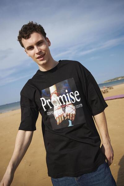 FECCY Υπερμεγέθες Unisex Μπλουζάκι Promise Μαύρο