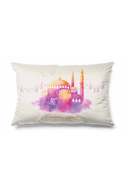 Pilloveland Ορθογώνιο Ramadan Mosq με μοτίβο διπλής όψης Κάλυμμα μαξιλαριού από σουέτ με στάμπα Ramadan Kareem
