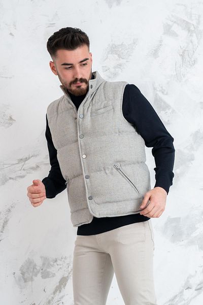 Sır Slimfit Men's Puffer Vest with Snap Fasteners