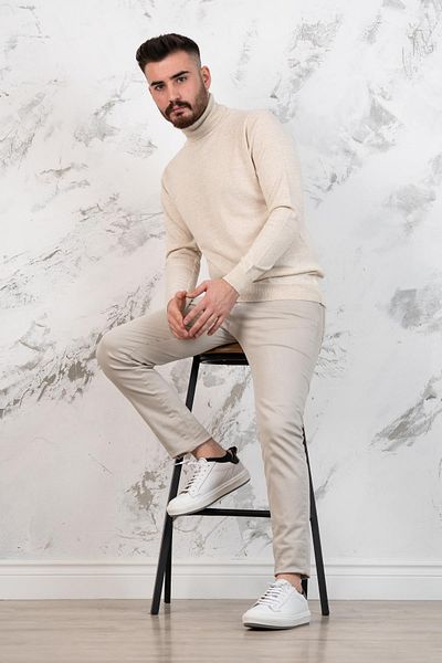 AKÇAYLAR Ανδρικό πλεκτό πουλόβερ Slimfit με ψηλό λαιμό