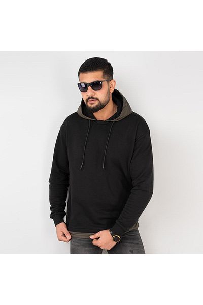 AKÇAYLAR Hooded Black Color Regular Fit Men's Sweatshirt