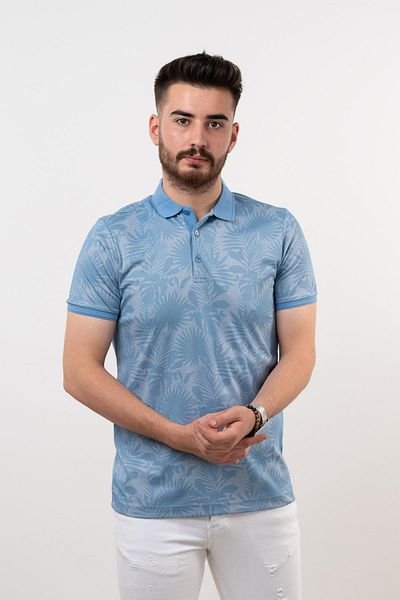 AKÇAYLAR Ανδρικό μπλουζάκι Polo Neck Slimfit με σχέδιο