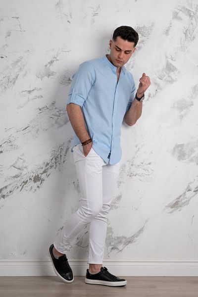 Dorss Ανδρικό καλοκαιρινό λινό πουκάμισο Slimfit Judge Collar