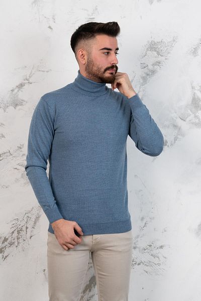 AKÇAYLAR Pulover tricotat pentru bărbați Slimfit cu gât înalt