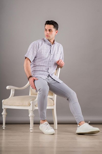 BİCAN Ανδρικό βαμβακερό πουκάμισο Bican Classic Cut με τσέπες καρό σχέδιο