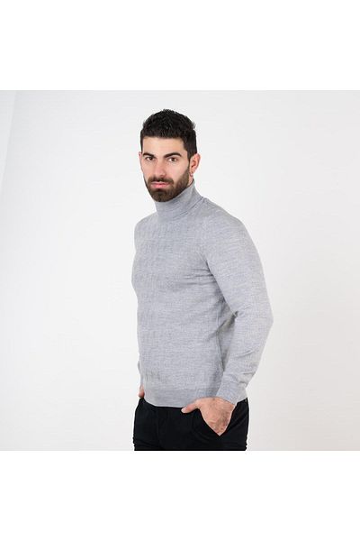 San&Fa Ανδρικό πλεκτό πουλόβερ Slimfit με ψηλό λαιμό