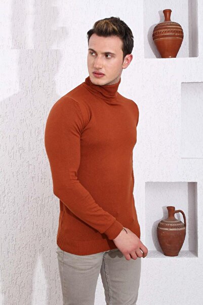 AKÇAYLAR Слімфіт чоловічий трикотажний светр з коміром та еластичною талією