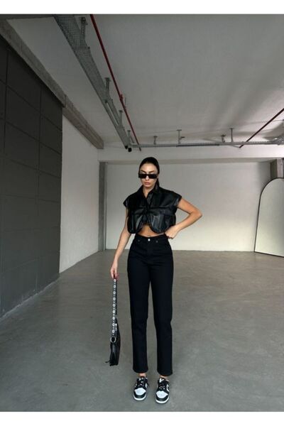 ByCukurovaFrango Pantaloni de damă, slim Mom, cu talie înaltă MNR