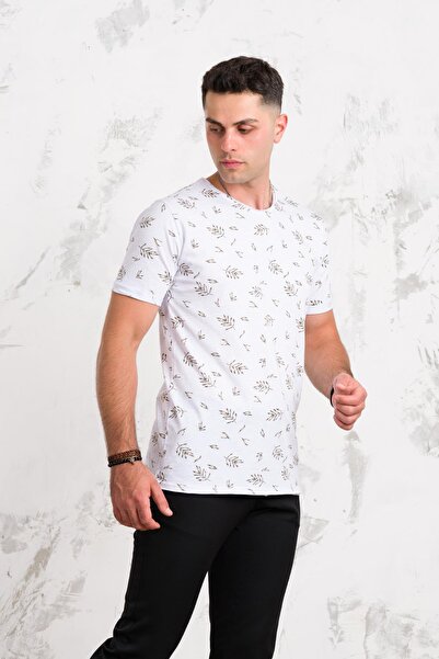 AKÇAYLAR Сліпфіт Бавовняна чоловіча футболка з принтом