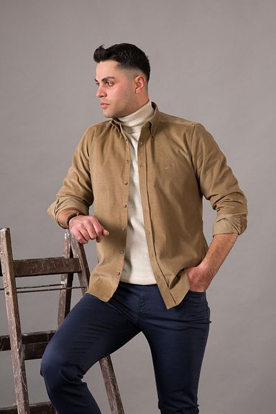 Dorss Ανδρικό πουκάμισο Slimfit με λεπτό κοτλέ
